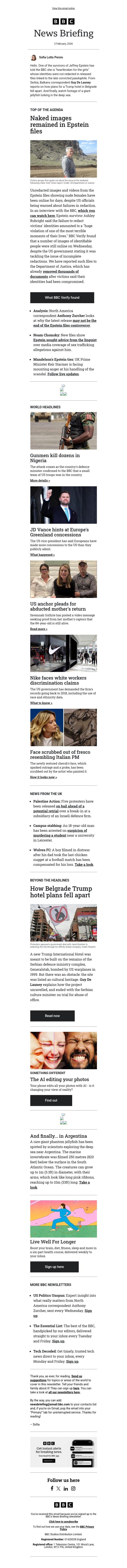 Epstein victims 're-traumatised daily', says survivor email from BBC screenshot