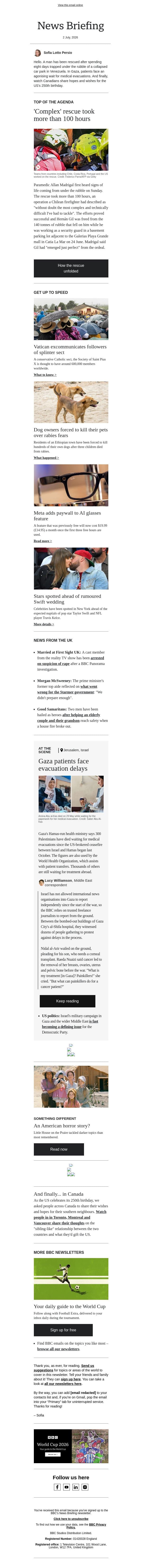 Man pulled alive from Venezuela rubble email from BBC screenshot