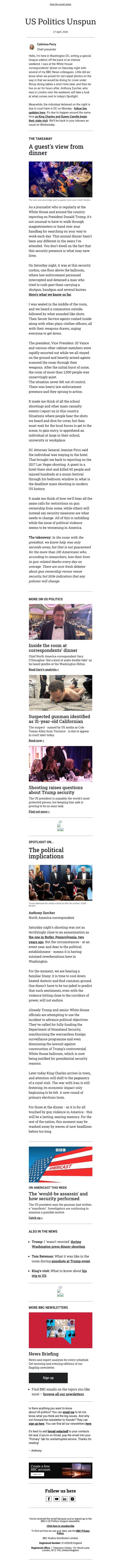 Diving for cover email from BBC screenshot