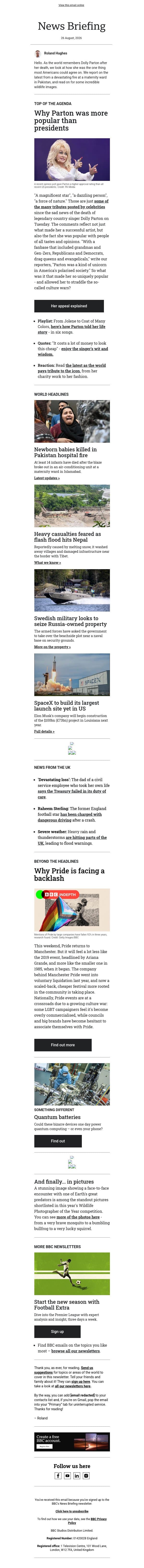 How Dolly Parton united the US email from BBC screenshot