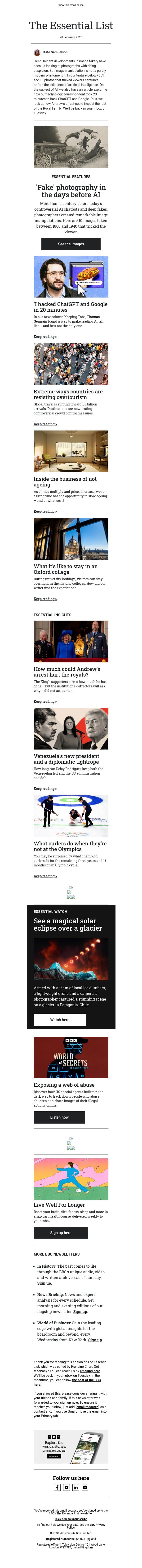 10 remarkable 'fake' photos from a pre-AI world email from BBC screenshot