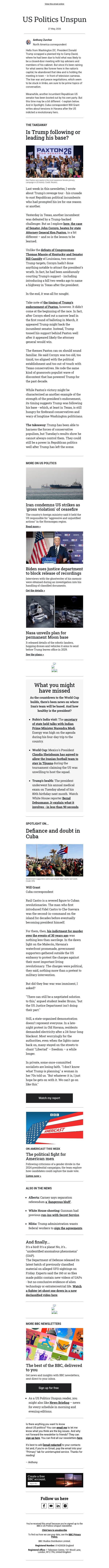 What Texas primary tells us about Trump control email from BBC screenshot