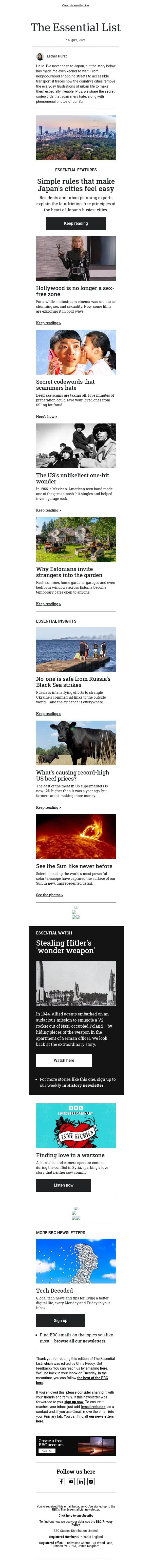 Four lessons from Japan's most liveable cities email from BBC screenshot