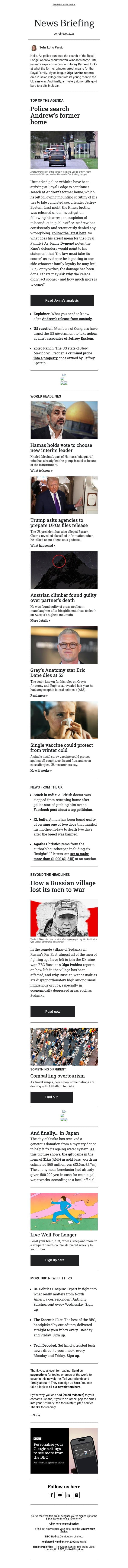 How Andrew's arrest affects the Royal Family email from BBC screenshot