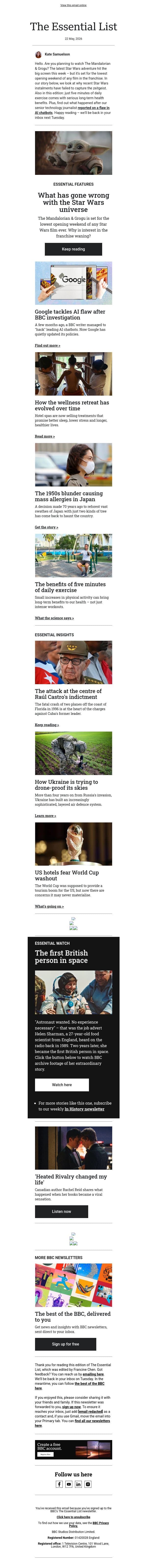 Why Star Wars went so wrong email from BBC screenshot