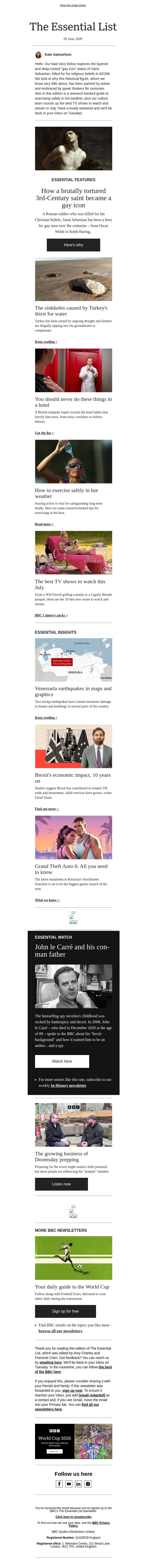 How Saint Sebastian became a gay icon email from BBC screenshot