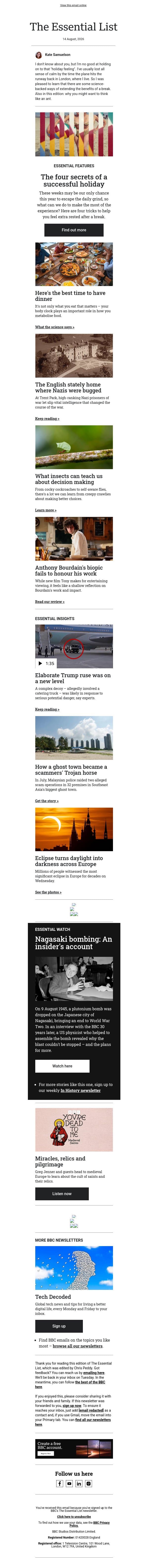 Four tricks to feel extra rested after a holiday email from BBC screenshot