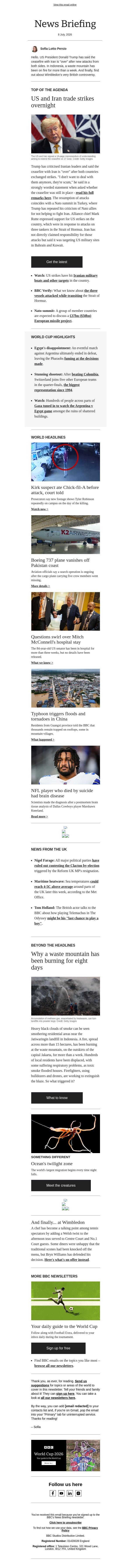 Is ceasefire 'over'? email from BBC screenshot