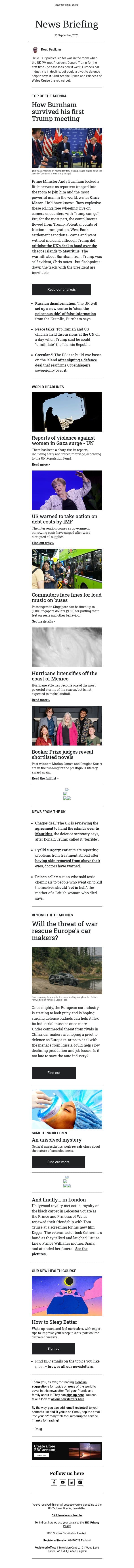 Inside Trump's first meeting with UK PM email from BBC screenshot