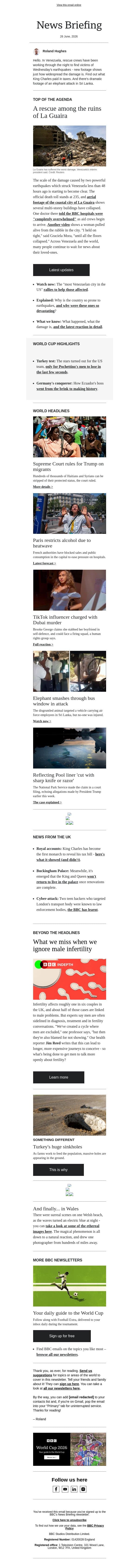 Images show Venezuela devastation email from BBC screenshot