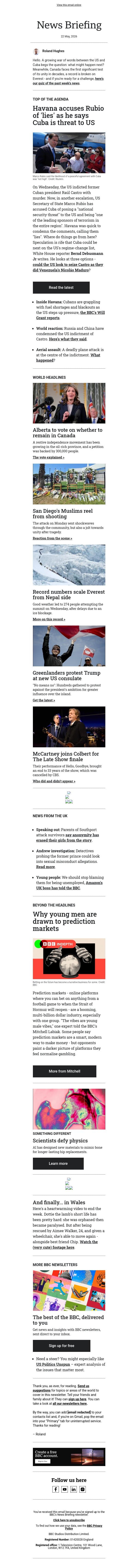 Three ways Cuba crisis could play out email from BBC screenshot