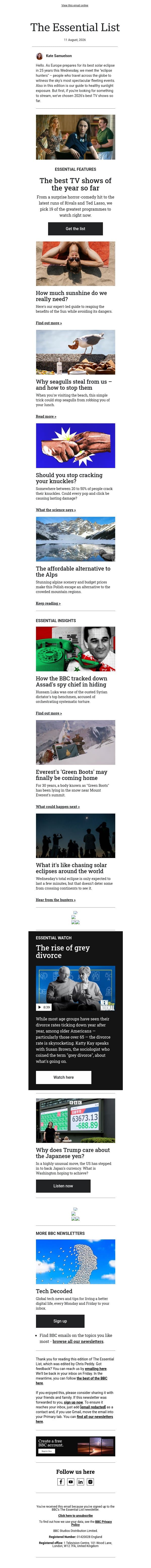 19 of the best TV shows of 2026 so far email from BBC screenshot