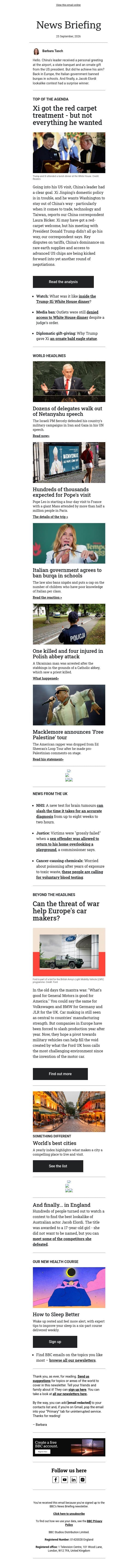 What Xi didn't get on this visit email from BBC screenshot