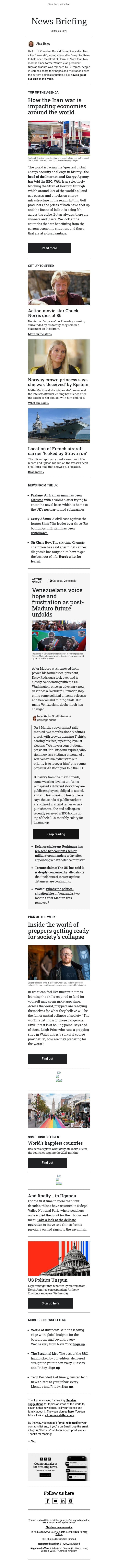 The economic winners and losers of Iran war email from BBC screenshot