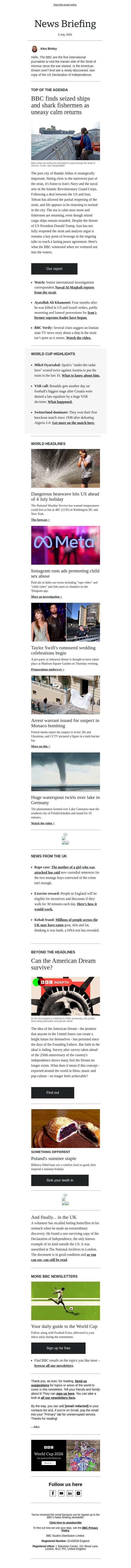 What we saw on Strait of Hormuz email from BBC screenshot
