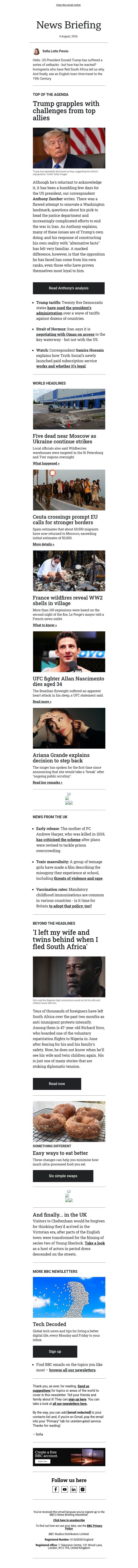 Trump faces cold reality email from BBC screenshot