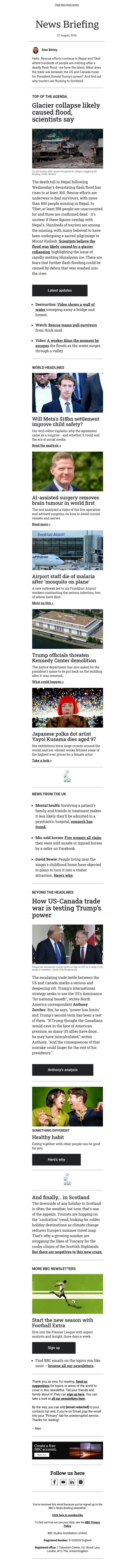 What caused Nepal flash flood? email from BBC screenshot