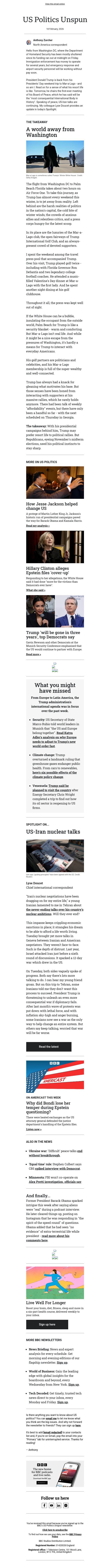 What life is like at Trump's Winter White House email from BBC screenshot