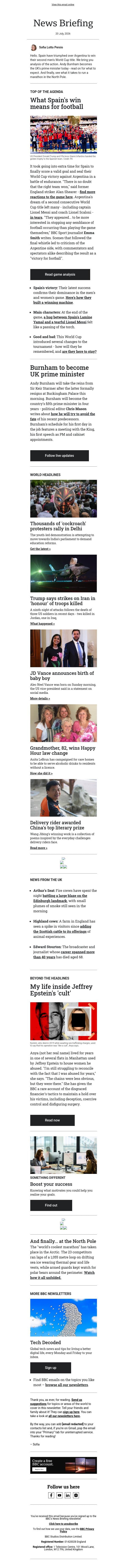 A victory for football? email from BBC screenshot