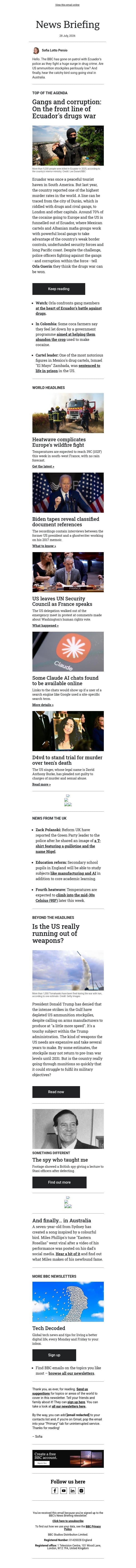 The cocaine superhighway email from BBC screenshot