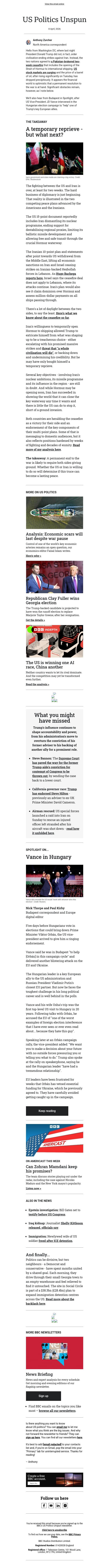Can Iran truce become lasting peace? email from BBC screenshot