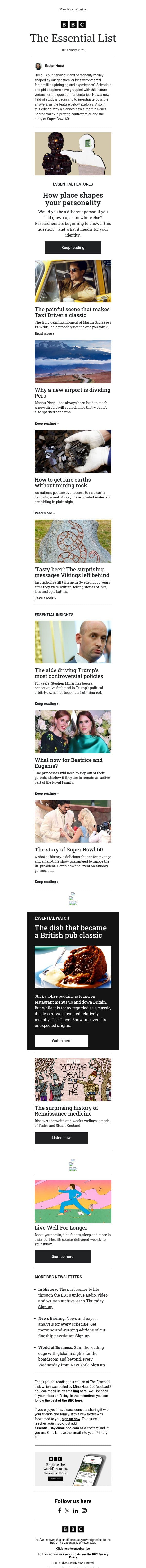 How you're shaped by where you grew up email from BBC screenshot