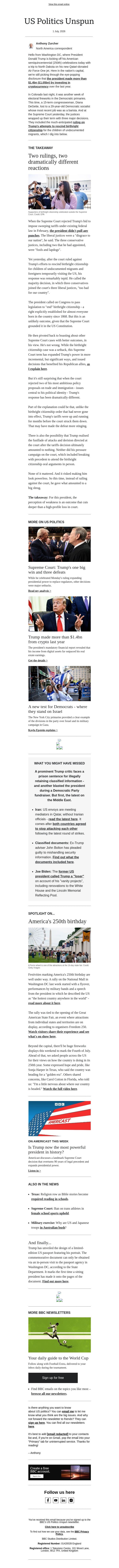 Why Trump shrugged off birthright ruling email from BBC screenshot