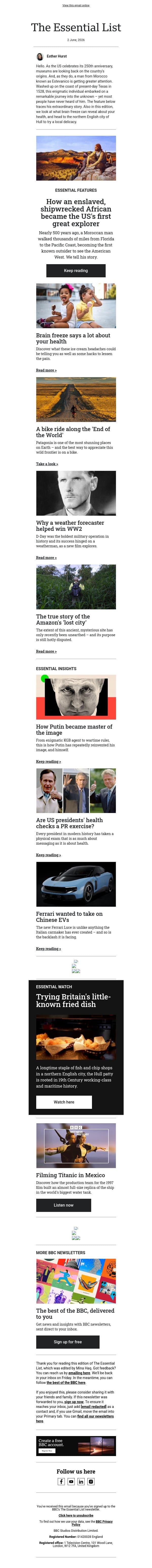 The little-known first great explorer of the US email from BBC screenshot