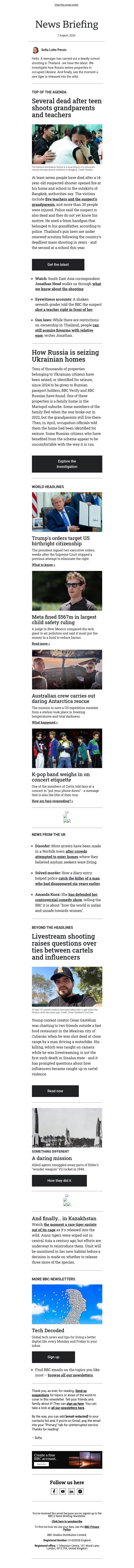 Thailand's deadliest mass shooting in years email from BBC screenshot