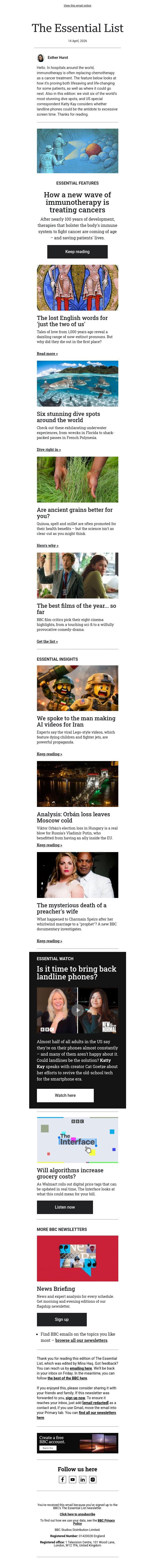The 'science fiction' treatment eliminating cancers email from BBC screenshot