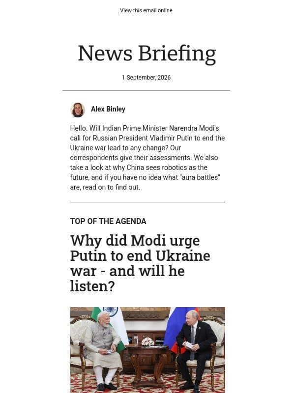 Why close ally has urged Putin to end war email from BBC