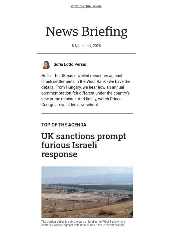 How UK sanctions could impact Israeli settlers email from BBC