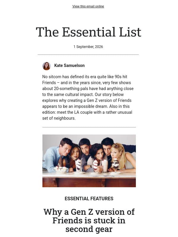 Why a Gen Z version of Friends is impossible email from BBC