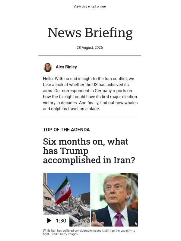 What has Trump achieved in Iran? email from BBC