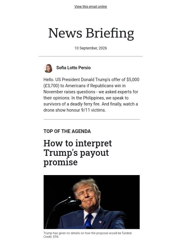 Is Trump's offer legal? email from BBC