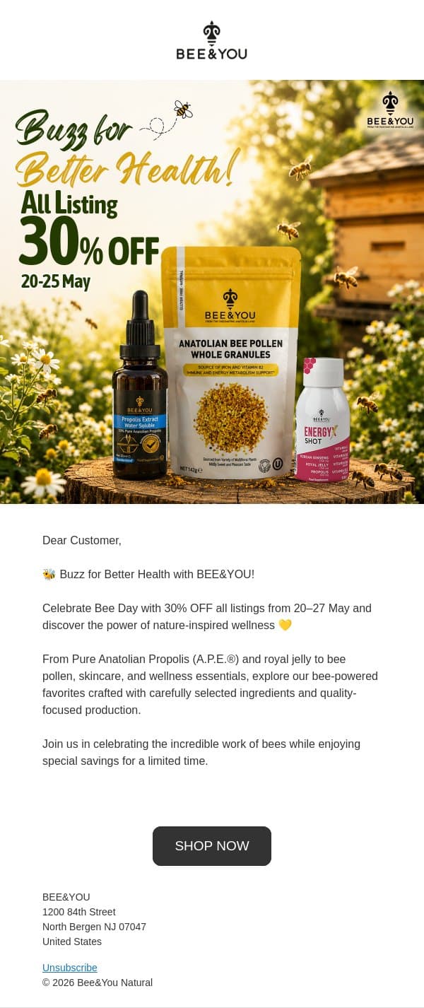 🐝 Buzz for Better Health with BEE&YOU! email from Bee & You screenshot