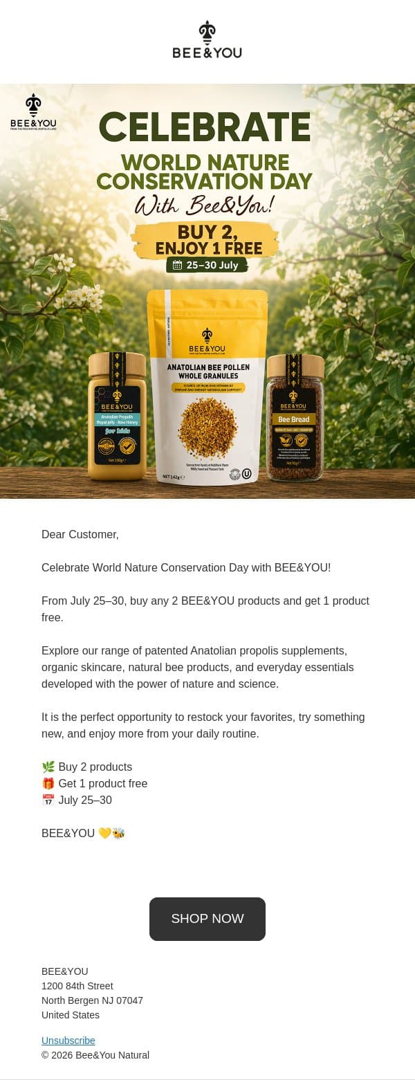 Nature gives more 🌿 email from Bee & You screenshot