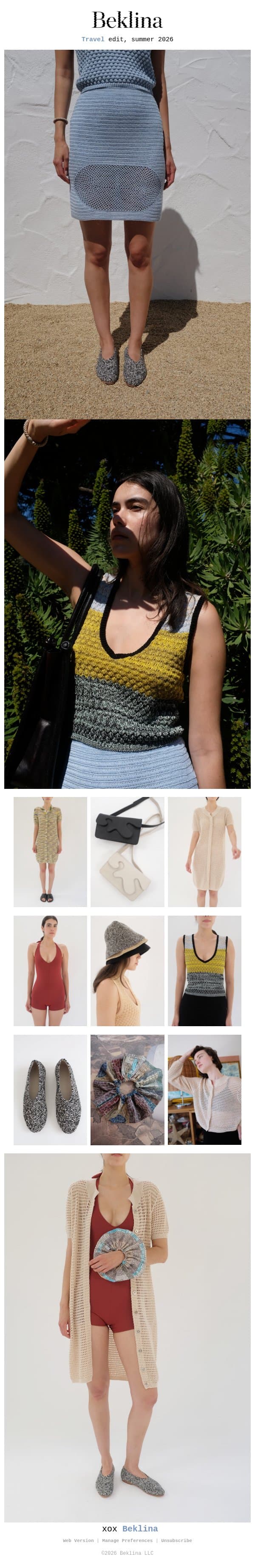 Travel Edit / New Arrivals email from Beklina screenshot