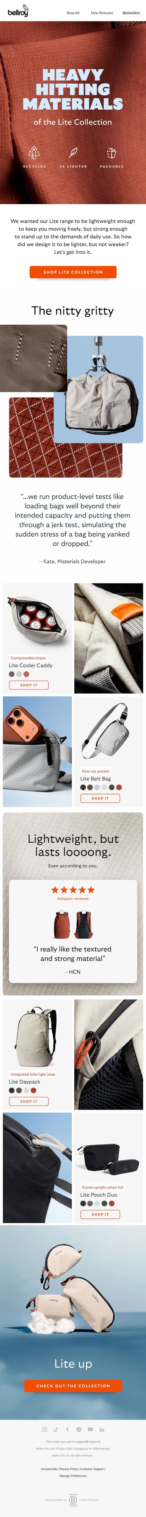 Yes, it’s really that lightweight. email from Bellroy screenshot