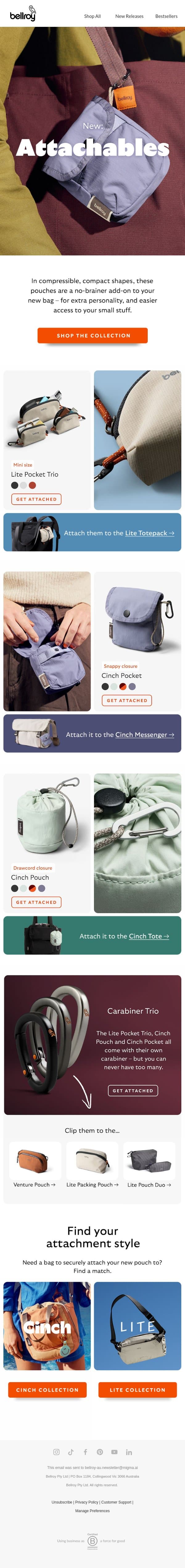 Please see attached email from Bellroy screenshot