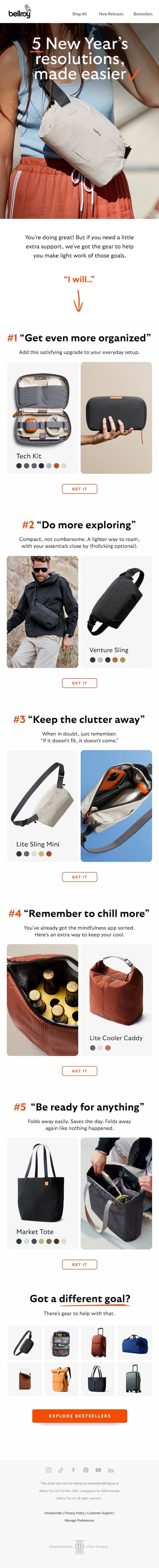 Resolutions are a breeze when you’ve got these email from Bellroy screenshot