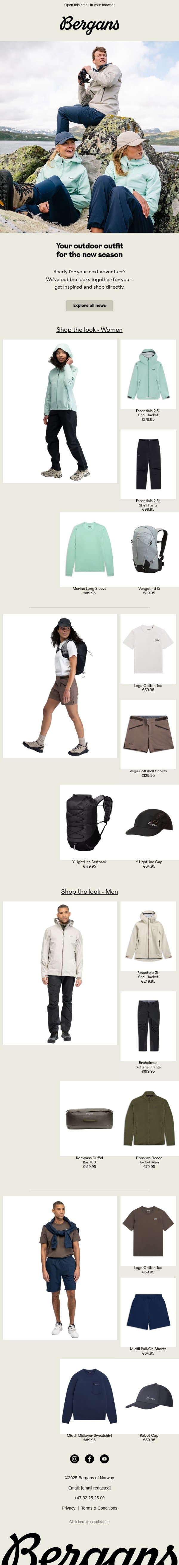 New Saison, new look! email from Bergans screenshot