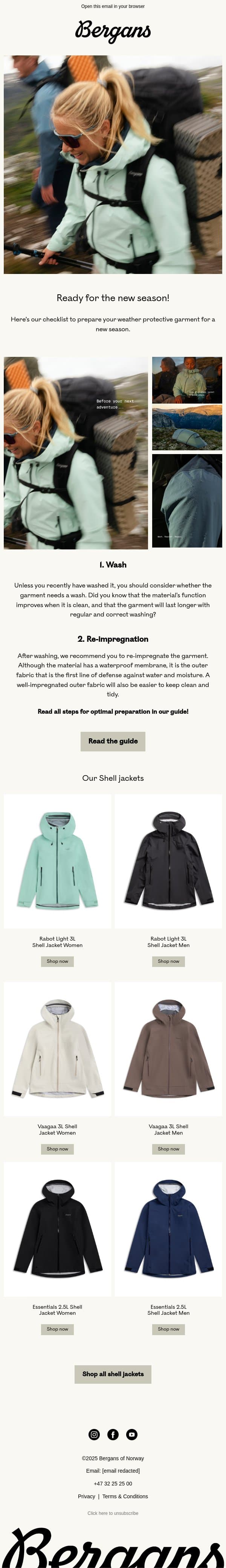 Ready for the new season? email from Bergans screenshot