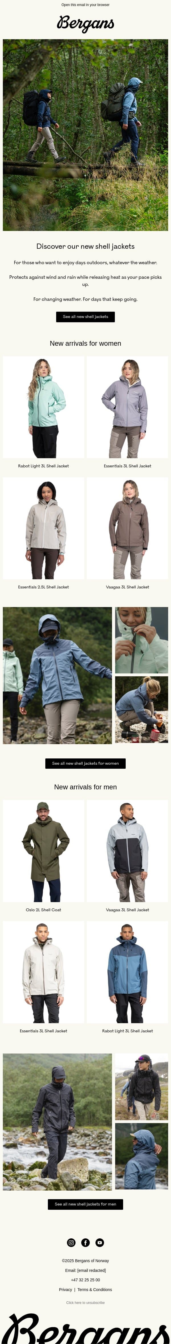 For days outdoors, whatever the weather email from Bergans screenshot