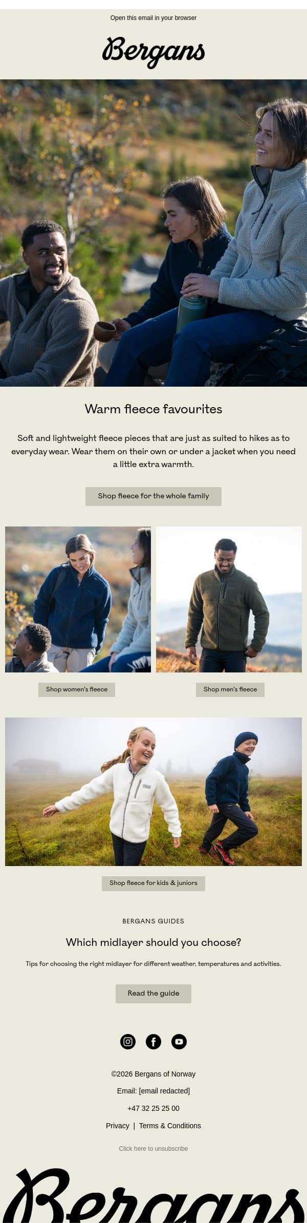 An extra layer for chilly days email from Bergans screenshot