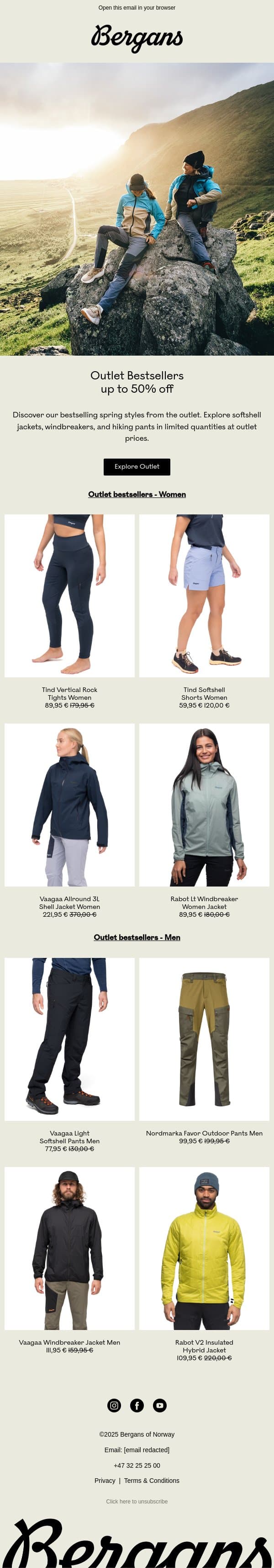 Discover our Spring Styles in the Outlet email from Bergans screenshot