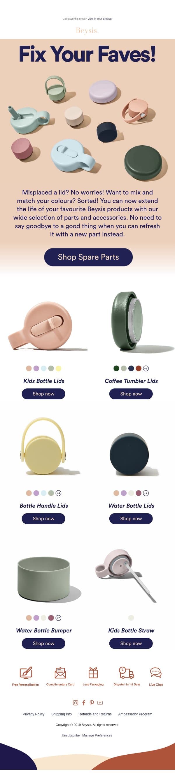 Missing a Lid? No Problem! email from Beysis screenshot