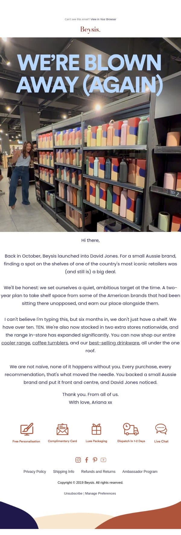 We quietly set ourselves a challenge. email from Beysis screenshot