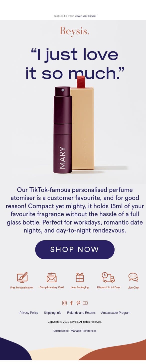 The beauty hack that sold out 3 times! ⭐⭐⭐⭐⭐ email from Beysis screenshot