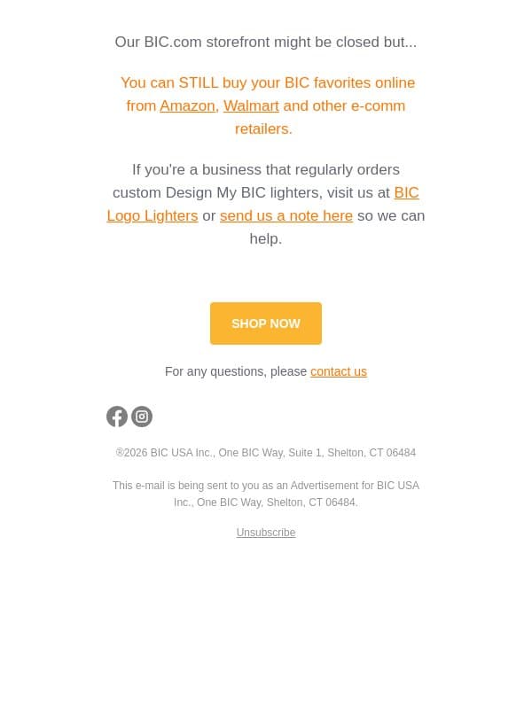 Your Favorite BIC products Only a Click Away email from BIC screenshot